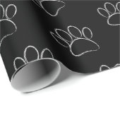 krijt cartoon hond poot afdrukken en rode harten cadeaupapier (Rol Hoek)