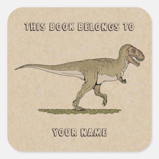 Krijt Dinosaur Tyrannosaurus rex Boekplaat Vierkante Sticker (Voorkant)