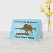 Krijt Dinosaurus Spinosaurus Verjaardag Kaart (Gele Bloem)