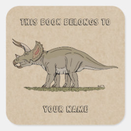 Krijt Dinosaurus Triceratops Boekplaat Vierkante Sticker