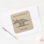 Krijt Dinosaurus Triceratops Boekplaat Vierkante Sticker (Envelop)