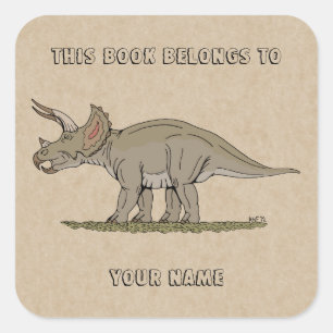 Krijt Dinosaurus Triceratops Boekplaat Vierkante Sticker