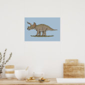 Krijt Dinosaurus Triceratops Poster (Keuken)