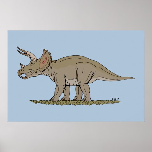 Krijt Dinosaurus Triceratops Poster (Voorkant)
