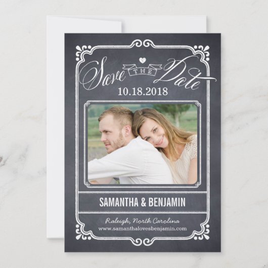 Krijt Frame Save The Date Kaart (Voorkant)