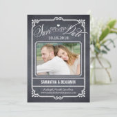 Krijt Frame Save The Date Kaart (Staand voorkant)