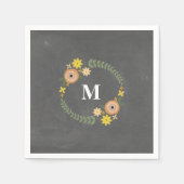 Krijt Geïnspireerd Monogram Krans Trouwservetten Servetten (Voorkant)