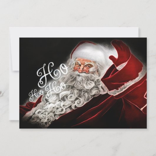 Krijt Getekende Kerstman Ho Ho Ho Vakantie Feestdagenkaart (Voorkant)