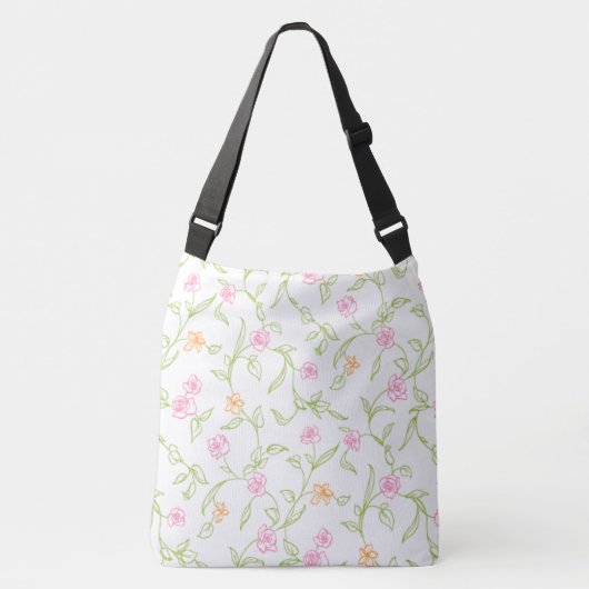 Krijt getekende Rozen achtergrond Crossbody Tas (Voorkant)