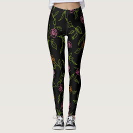 Krijt getekende Rozen achtergrond Leggings