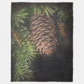 Krijt getrokken pinecone en dennennaalden fleece deken (Voorkant)