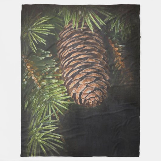 Krijt getrokken pinecone en dennennaalden fleece deken (Voorkant)