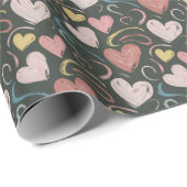 Krijt Hart Wrapping Papier (Rol Hoek)