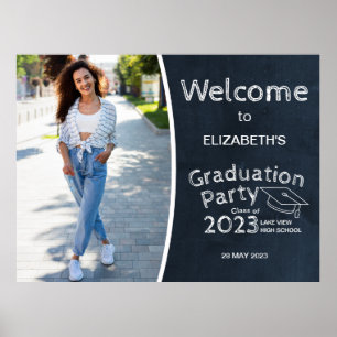 Krijt Hoogste School Foto Grad Feest Welkom Bord Poster