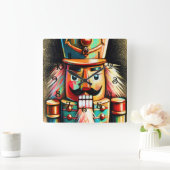 Krijt illustratie Kerst Notenkraker II Vierkante Klok (Huis)