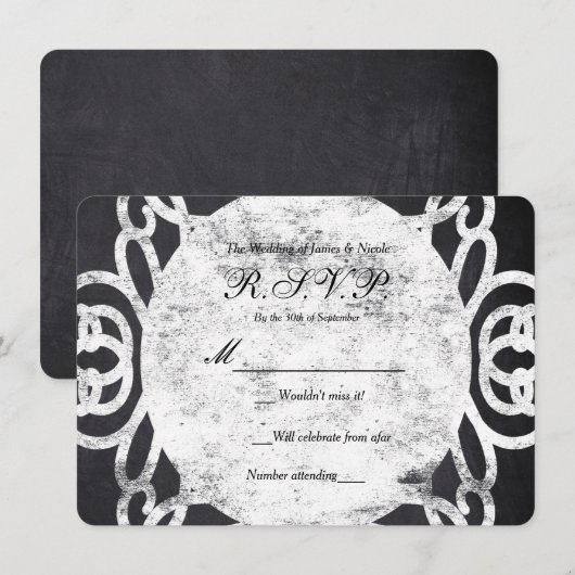Krijt Lijst Elegante bruiloft RSVP-kaart Kaart (Voorkant / Achterkant)
