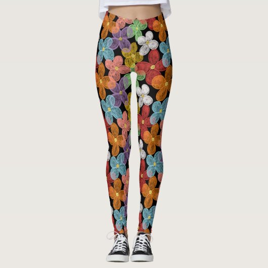 Krijt Madeliefjes Zakmap Leggings (Voorkant)