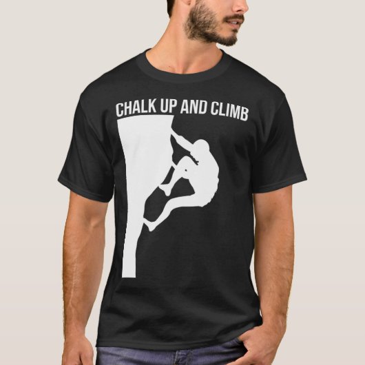 Krijt omhoog en klimmer sport klimmen Boulderi T-shirt (Voorkant)