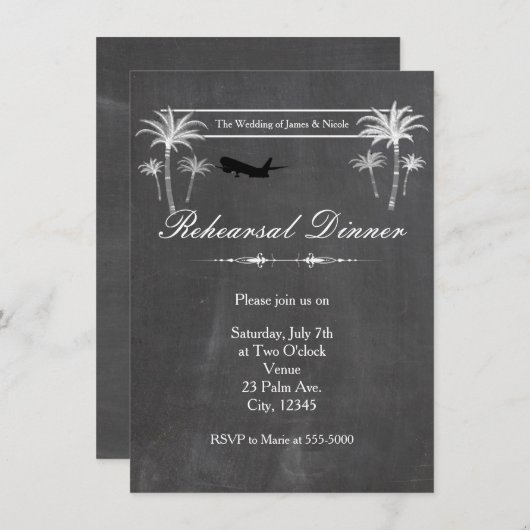 Krijt Palm Tree Bestemming Huwelijksrepetitie Kaar Kaart (Voorkant / Achterkant)