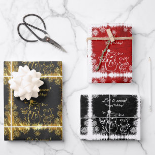 Krijt Sneeuwman-Laat het sneeuwen Inpakpapier Vel