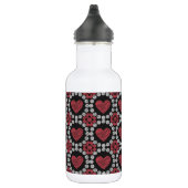 Krijt stijl harten en cirkels rood zwart en wit waterfles (Rechts)