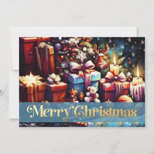 Krijt Tekenen Kerstmis Overvloed Geschenken Kaart (Voorkant)