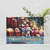 Krijt Tekenen Kerstmis Overvloed Geschenken Kaart (Staand voorkant)