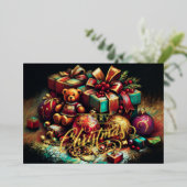 Krijt Tekening Kerst Beer Gift Snoep Ornament Folie Feestdagenkaart (Staand Voorkant)