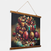 Krijt Tekening Kerst Beer Gift Snoep Ornament Hangend Wandkleed (Gebogen)