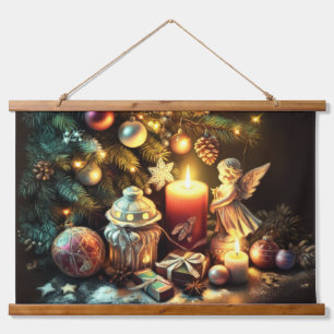 Krijt Tekening Kerstboom Kaarsengel Hangend Wandkleed