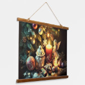 Krijt Tekening Kerstboom Kaarsengel Hangend Wandkleed (Gebogen)