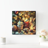 Krijt Tekening Kerstboom Kaarsengel Vierkante Klok (Huis)