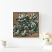 Krijt Tekening van Jade Foo Dog Vierkante Klok (Huis)