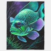 Krijt Tekening van Vis op Zwart Fleece Deken (Voorkant)