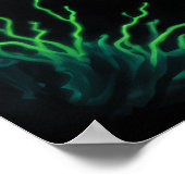 Krijt Tekening van Vis op Zwart Groen Poster (Hoek)