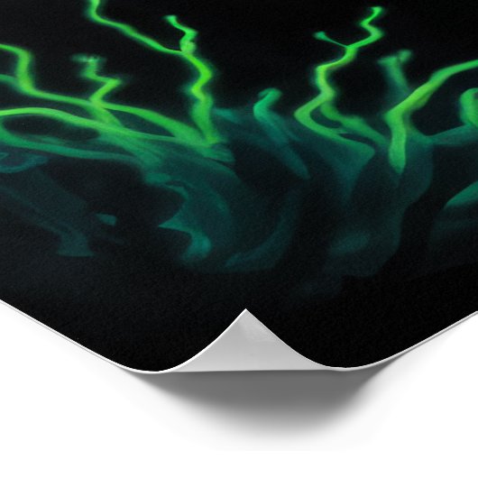 Krijt Tekening van Vis op Zwart Groen Poster (Hoek)