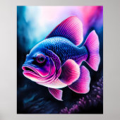 Krijt Tekening van Vis op Zwart V Poster (Voorkant)