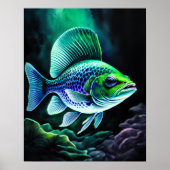 Krijt Tekening van Vis op Zwart VI Poster (Voorkant)