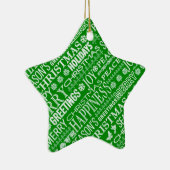 Krijt Verdronken Kerstmis groet in groen en wit Keramisch Ornament (Rechts)