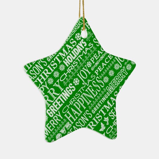 Krijt Verdronken Kerstmis groet in groen en wit Keramisch Ornament (Rechts)