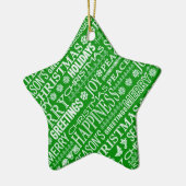 Krijt Verdronken Kerstmis groet in groen en wit Keramisch Ornament (Links)