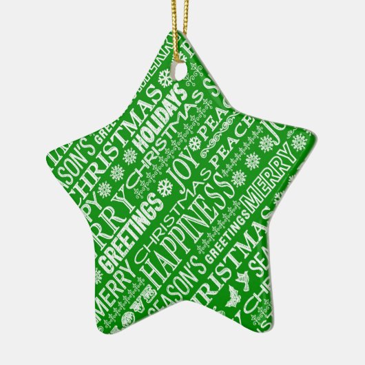 Krijt Verdronken Kerstmis groet in groen en wit Keramisch Ornament (Links)