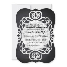 Krijt Vintage Frame Bruidsdouche Uitnodigingen