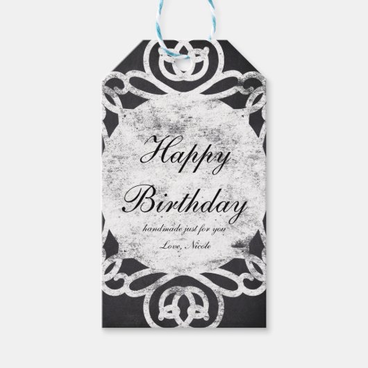 Krijt Vintage Frame Elegant Kerstcadeau Label Cadeaulabel (Voorkant)