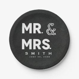 Krijt voor schoolbord Mr. & Mrs. Huwelijksbetrokke Papieren Bordje