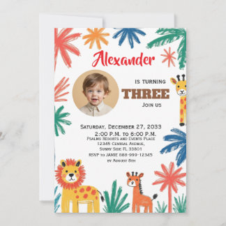 Krijt Waterverf Safari Kinderfeestje Dieren Jungle Kaart