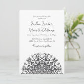 Krijt Wit Retro Abstract Mandala Bruiloft Kaart (Staand voorkant)