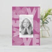 Krijtachtige Graffiti Leuke Paarse Valentijn Fotok Feestdagenkaart (Staand voorkant)