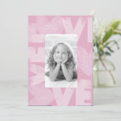 Krijtachtige Graffiti Leuke Roze Valentijn Fotokaa Feestdagenkaart (Staand voorkant)