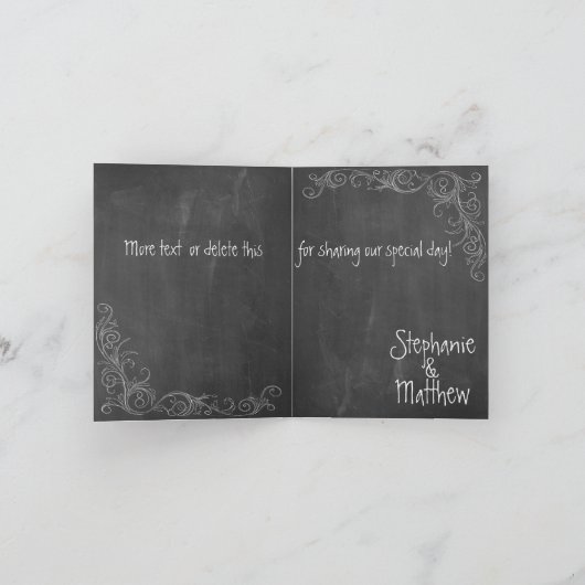 KRIJTBOARD METSONTEKELTUIN BRUILOFT DANK JE WEL BEDANKKAART (Binnen)